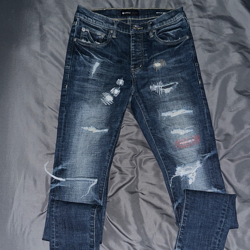 Buffalo David Bitton Dark Blue Distressed Jeans